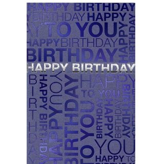 Geburtstagskarte Happy Birthday blau-silber