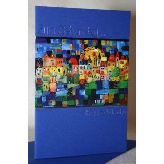 Kunst-Geburtstagskarte blau-metallic