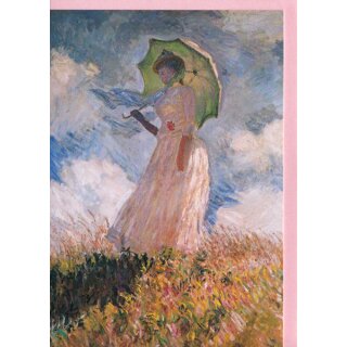 Kunstkarte Monet Freilichtstudie Frau mit Schirm