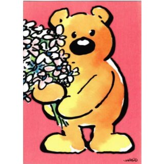 Grußkarte Dankkarte Muttertag Genesungskarte Bär mit Blumenstrauß