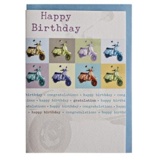 Geburtstagskarte HappyLife Motorroller