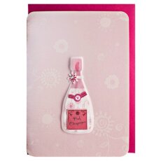 Geburtstagskarte Pink Champagne mit Applikation
