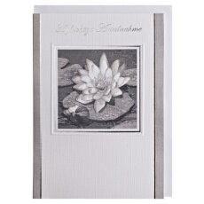 Trauerkarte klassisch Seerose mit Silberprägung