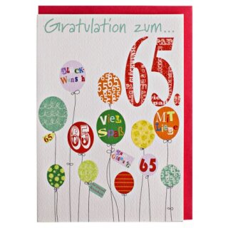 Geburtstagskarte 65 mit Glimmerlack