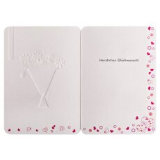 Geburtstagskarte Pink-weißer Blumenstrauß mit Glitzersteinen