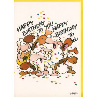 Geburtstagskarte Happy Birthday from all of us fetzige Schaf-Band