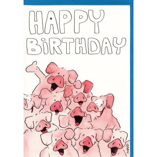 Geburtstagskarte Happy B. Schweine