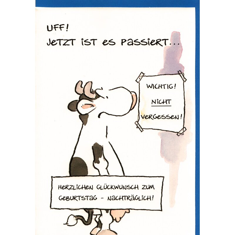 Geburtstagskarte Nachtraglich Witzig Geburtstag Vergessen Kuh