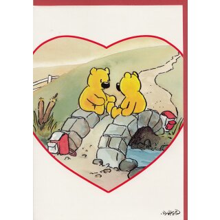 Grußkarte Ganz viel Liebe Romantisches Treffen auf der Brücke Bärchen