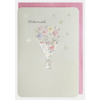 Glückwunschkarte Blumenstrauß pastell mit Glitzersteinchen