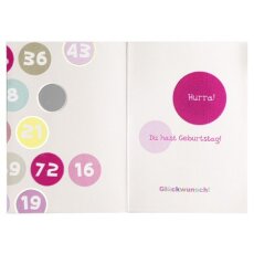 Geburtstagskarte bunte Zahlen rosa-pink mit Fenster