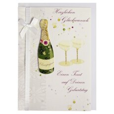 Geburtstagskarte elegant Champagner mit Applikation und...