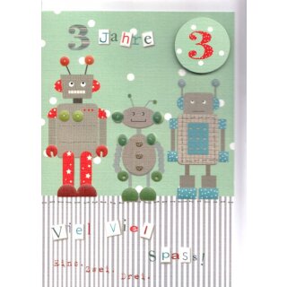 Geburtstagskarte 3. Geburtstag Lustige Roboter