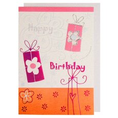 Happy Birthday Card Tanzende Geschenke mit Glitzer- und...
