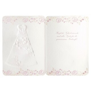 Hochzeitskarte Brautkleid mit Perlenschmuck