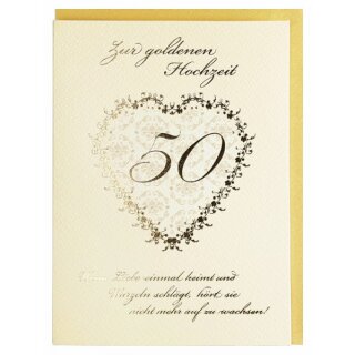 Glückwunschkarte Zur Goldenen Hochzeit 50. Hochzeitstag Creme Gold mit Spruch