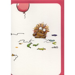 Geburtstagskarte Lustiger Igel mit Luftballons