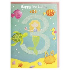 Geburtstagskarte 3. Geburtstag Mädchen Meerjungfrau