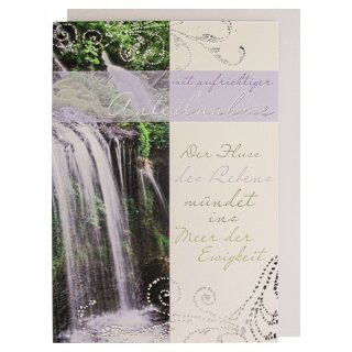 Trauerkarte Wasserfall mit Spruch