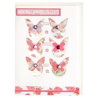 Geburtstagskarte von Herzen für Dich Schmetterlinge Handmade