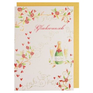 Glückwunschkarte Champagner und Rosen Sommerlich
