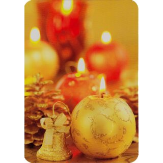 Weihnachtskarte Adventskarte blanko goldene Kerzen und Glocke
