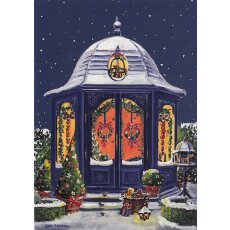 Weihnachtskarte gemalt Gemütlich im Pavillon