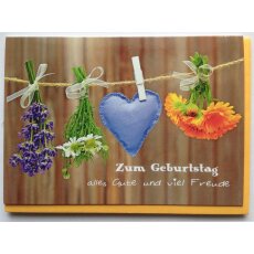 Geburtstagskarte Sommerblumen auf der Leine Alles Gute...