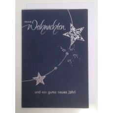 Weihnachtskarte Sternenkette blau silber mit...