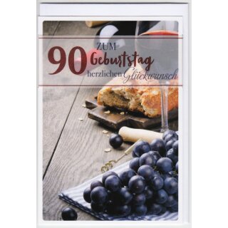 Geburtstagskarte zum 90. Geburtstag - Brot und Wein