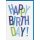 Geburtstagskarte Happy Birthday Blockschrift Blautöne