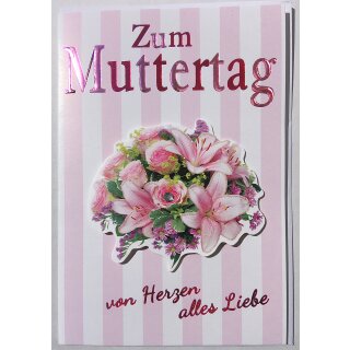 Muttertagskarte Alles Liebe rosa Blumenbouquet