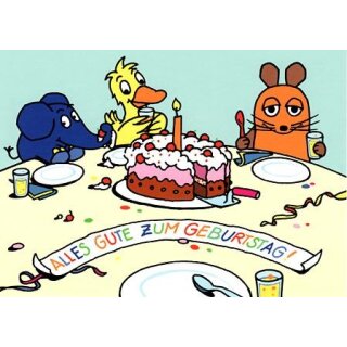 Die Maus GeburtstagsPOSTkarte Geburtstagstisch