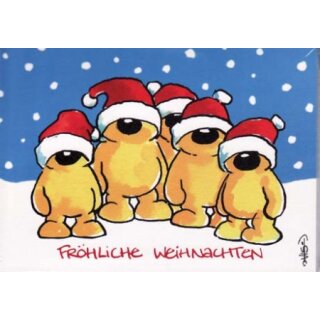 WeihnachtsPOSTkarte Bärchen-Team in Weihnachtsmützen