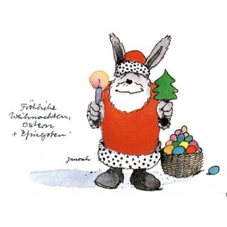 Janosch Postkarte Fröhliche Weihnachten, Ostern und Pfingsten