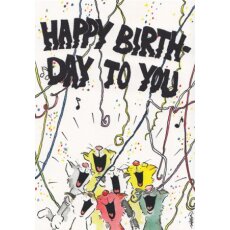 Happy Birthday Postkarte Katzenchor