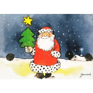 Janosch WeihnachtsPOSTkarte Lachender Weihnachtsmann
