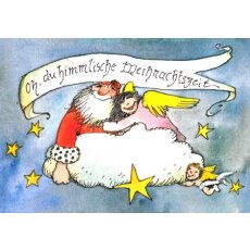 Janosch WeihnachtsPOSTkarte Weihnachtsmann und Engel auf...