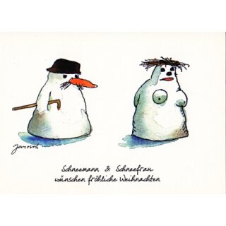 Janosch WeihnachtsPOSTkarte Schneemann und Schneefrau