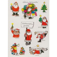 Janosch Sticker Postkarte Weihnachtsgrüße mit bunten...