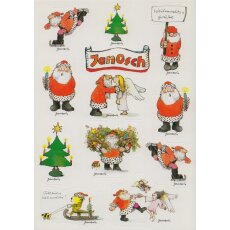 Janosch Sticker Postkarte Weihnachtsmänner Kunterbunt