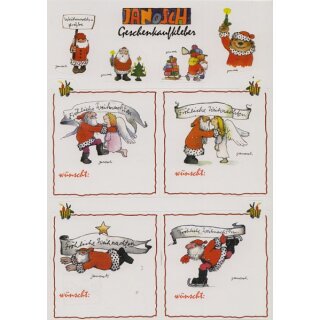 Janosch Sticker Postkarte Geschenkaufkleber Fröhliche Weihnachten