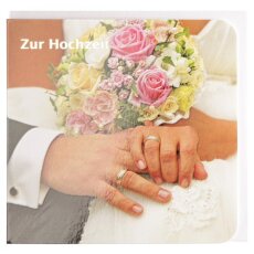 Hochzeitskarte Brautstrauß und Hände
