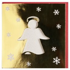 Weihnachtskarte Glimmer-Engel auf Gold