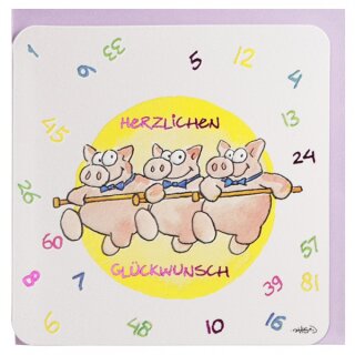 Geburtstagkarte Zahlen Lustiger Schweinchen-Cancan