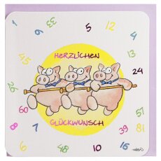 Geburtstagkarte Zahlen Lustiger Schweinchen-Cancan