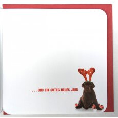 Weihnachtskarte Welpe mit Rentiergeweih Wunderschöne Weihnachten