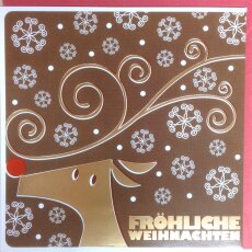 Weihnachtskarte Rentier Gold auf Kaffeebraun m. Innenbild