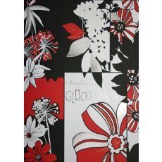 XXL Maxi Grusskarte Blumen grafisch schwarz rot silber