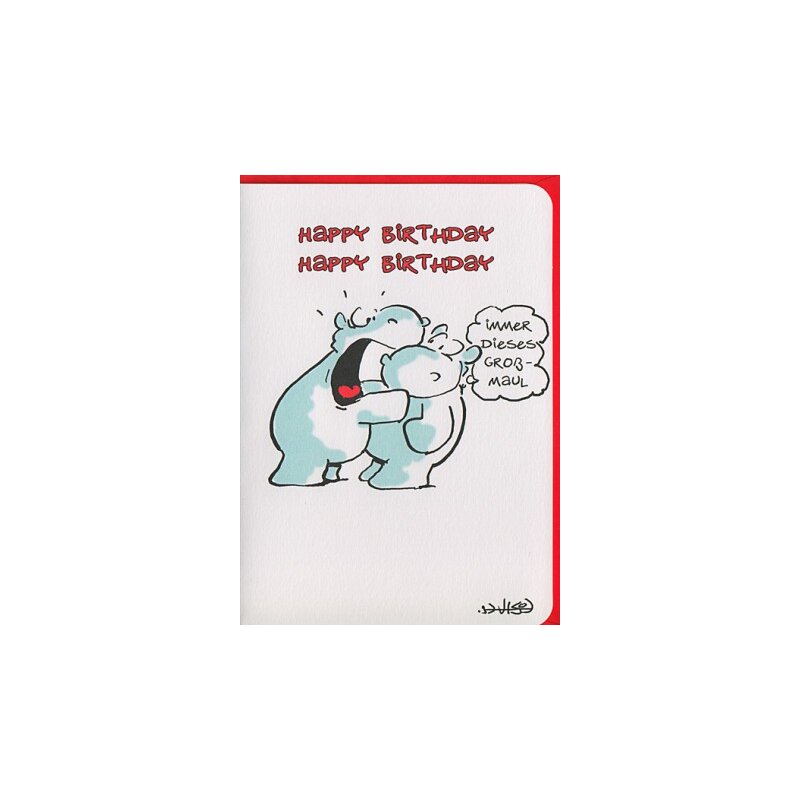 Kleine Geburtstagskarte Happy Birthday Nilpferde